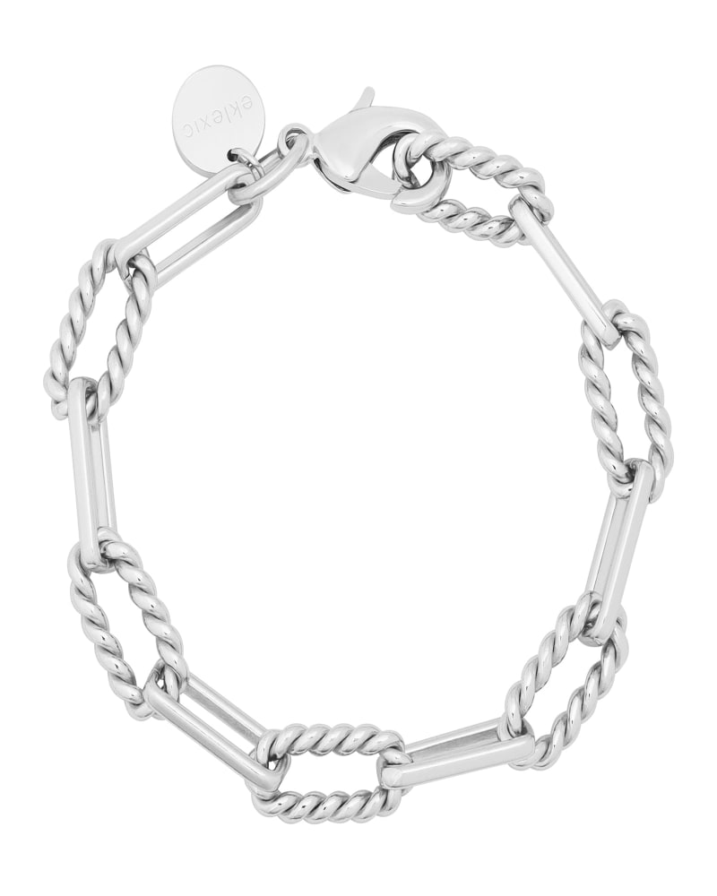 Front of a size 10 Enzo Anklet 10" Silver in Silver by Eklexic. | dia_product_style_image_id:283603